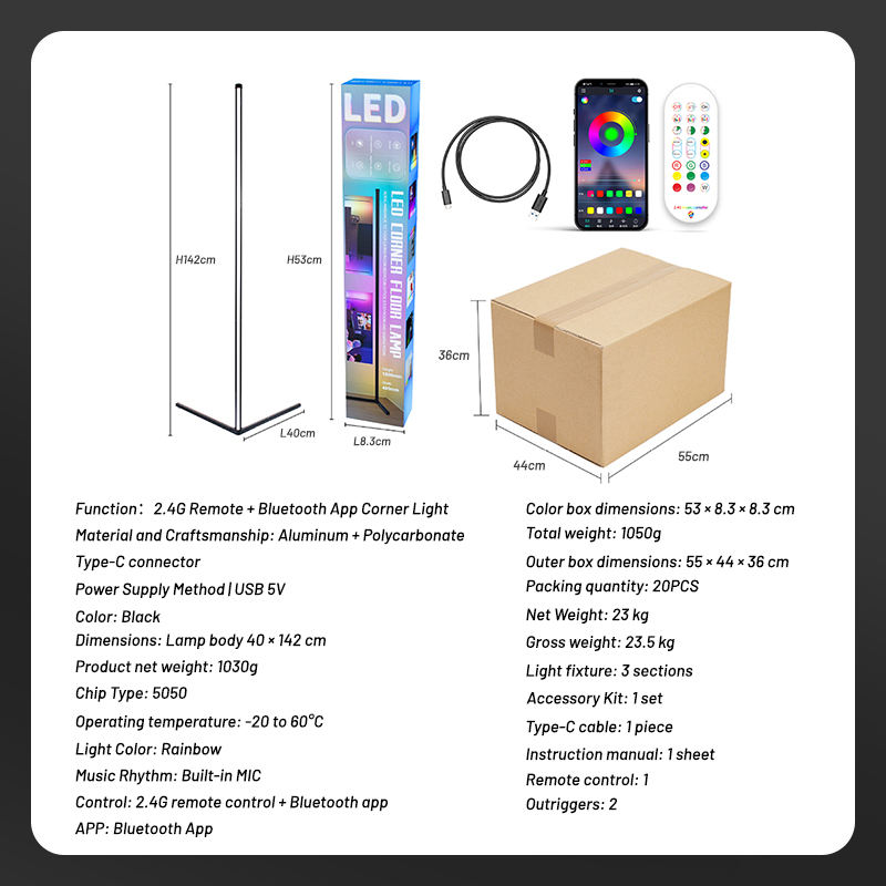 Charmshine RGB Floor Light-2 | Ribbon Task Floor Lamp | Modern LED Standing Light